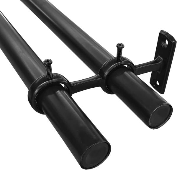 Double Curtain Rod Brackets Heavy Duty Curtain Rod Hooks Black Curtain - Image 3