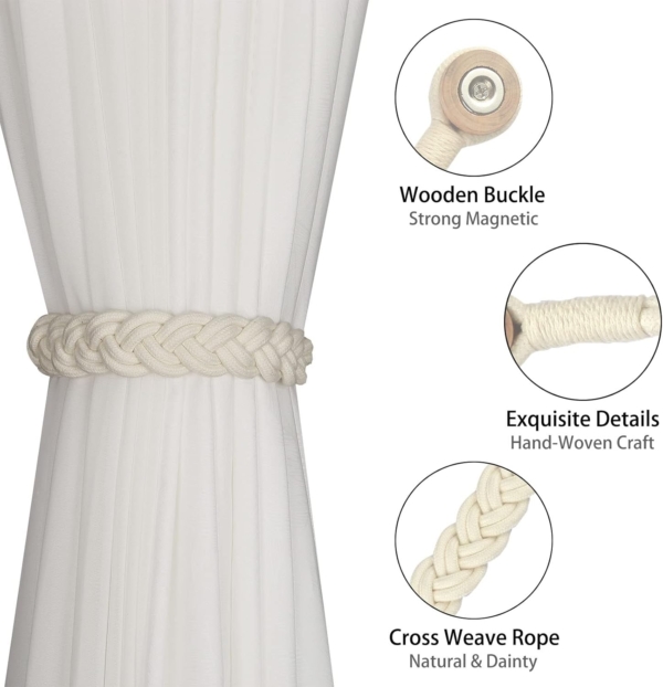 Magnetic Curtain Tiebacks Modern Weave Rope Tie Backs European Style - Image 3