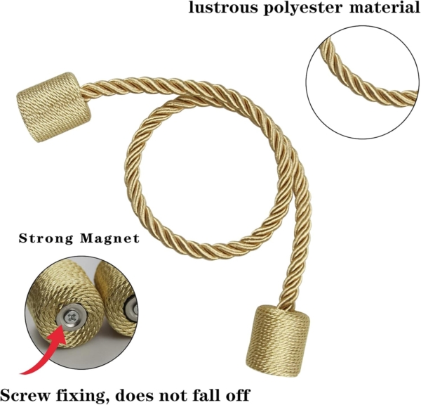 U/D Magnetic Curtain Tiebacks - 2 Pieces (Golden) - Image 3