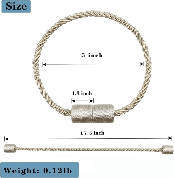 Magnetic Curtain Tiebacks Gugule Decorative Weave Rope Curtain - Image 3