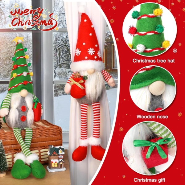 Christmas Curtain Tiebacks Buckle Holder 2 Pack Gnome Couple Christmas - Image 3
