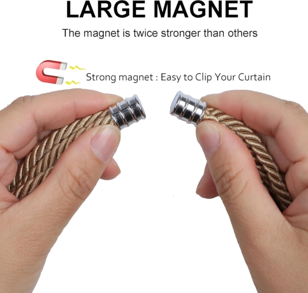 1 Pair Magnetic Curtain Tiebacks Decorative Rope Holdback Holder - Image 3