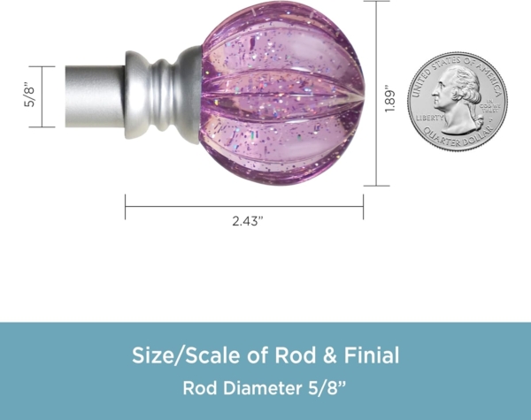 Amazon Basics Decorative Curtain Rod with Faceted Ball Finials Purple - Image 3