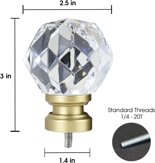 Amazon Basics Decorative Curtain Rod with Faceted Ball Finials Clear - Image 3