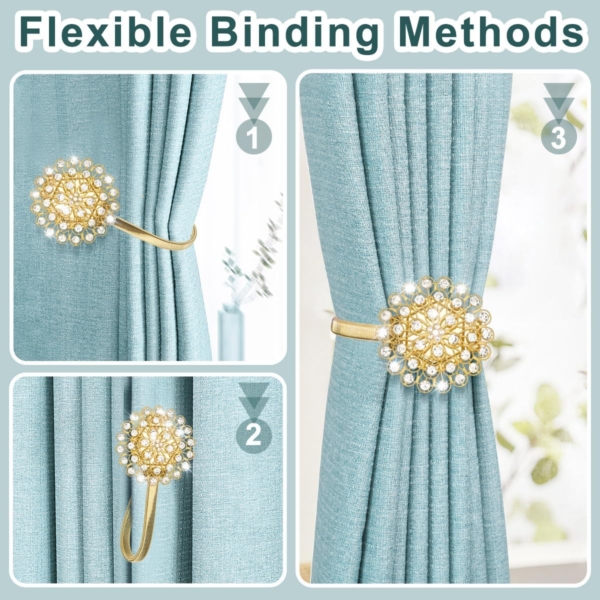 4 Pieces Magnetic Curtain Tiebacks Curtain Straps Magnetic Curtain - Image 3