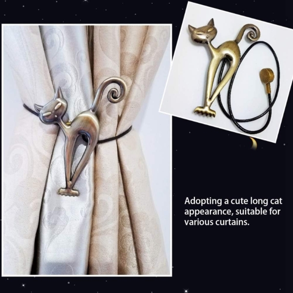 Curtain Holder Buckles Cute Cat Magnetic Curtain Curtain Clips Rope - Image 3