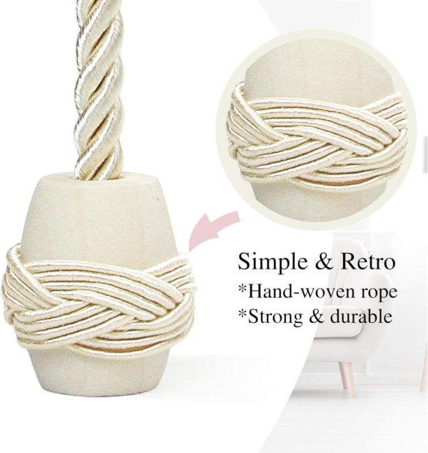 Decorative Rope Holdbacks, Drapery Ties Backs Weave Holders for Window - Image 3