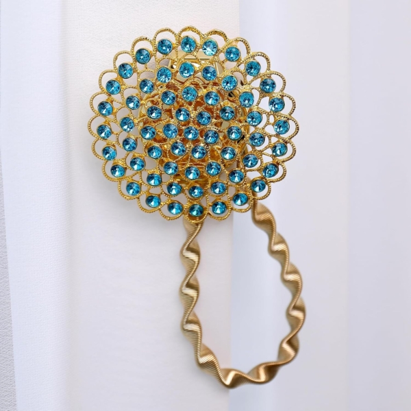Crystal Flower Shape Window Curtain Holdback Buckle Tie Curtain Holder - Image 3