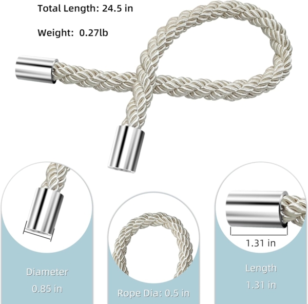 Curtain Tiebacks 2pcs Curtain Clips Rope, Curtains Holder Buckles - Image 3