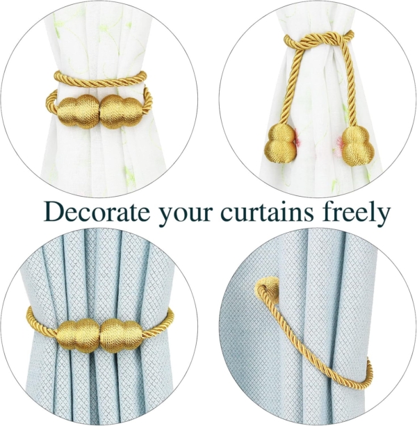 Curtain Holdbacks for Window Draperies Curtain Clips Rope Straps - Image 4