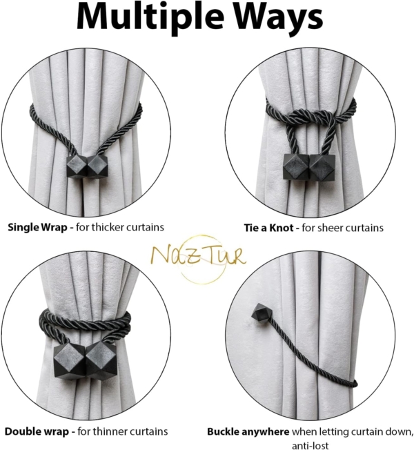 IM FineLife 4 Pieces Magnetic Curtain Tiebacks Curtain Straps - Image 4