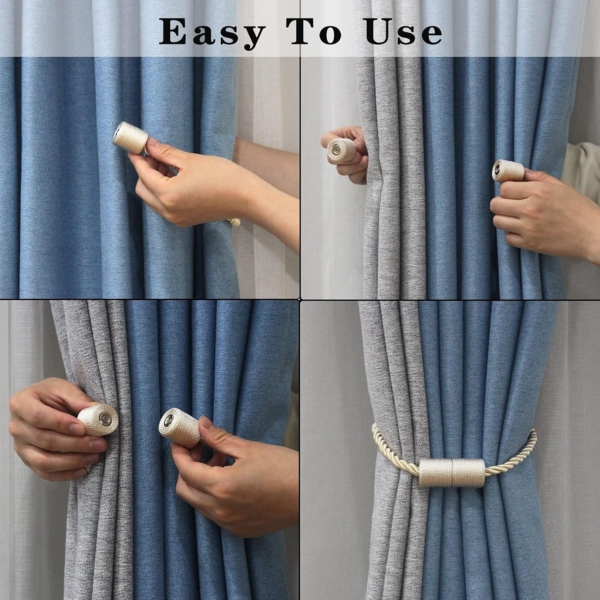 Arabest Magnetic Curtain Tiebacks, 2 Pack Drape Tie Backs Decorative - Image 4
