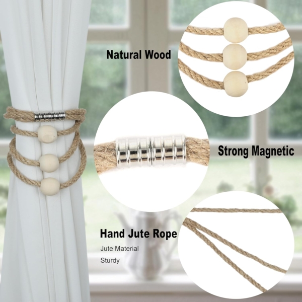 Magnetic Curtain Tiebacks Decorative Rope Holdback Holder for Home - Image 4