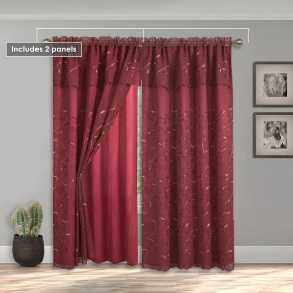 Queenzliving Elegant Solid Crushed Texture Curtain Window  Maroon - Image 4