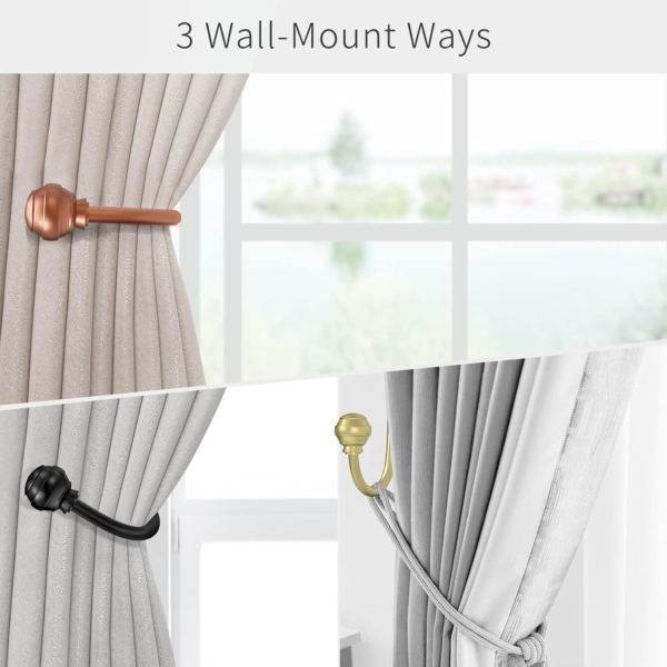 Curtain Holdback, 2pcs Wall Mounted Drapery Tiebacks Hooks with Ball - Image 4