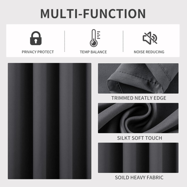 JUDA 2 Panels 80% Blackout Curtains Drapes for Livingroom Bedroom - Image 4