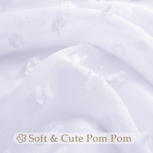 Pom Tuft Boho Curtains Privacy Semi Sheer Curtains for Living Room - Image 4
