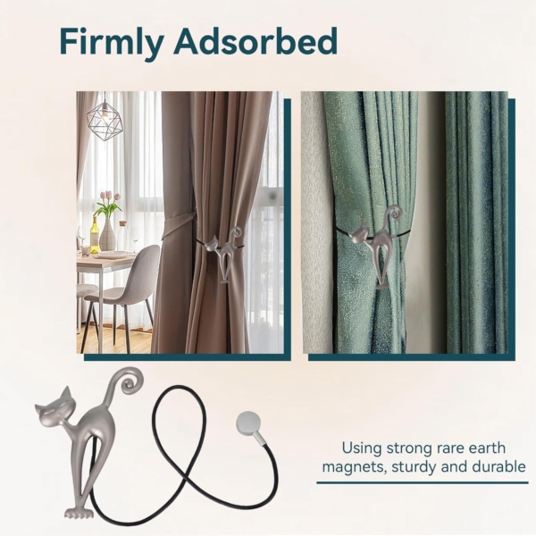Cute Cat Curtain Tiebacks Window Curtain Clips Band Backs Holders Rope - Image 4