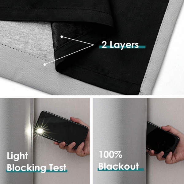 JUDA Thermal Insulated Grommet Blackout Curtains, 2Piece, 150x270cm - Image 5