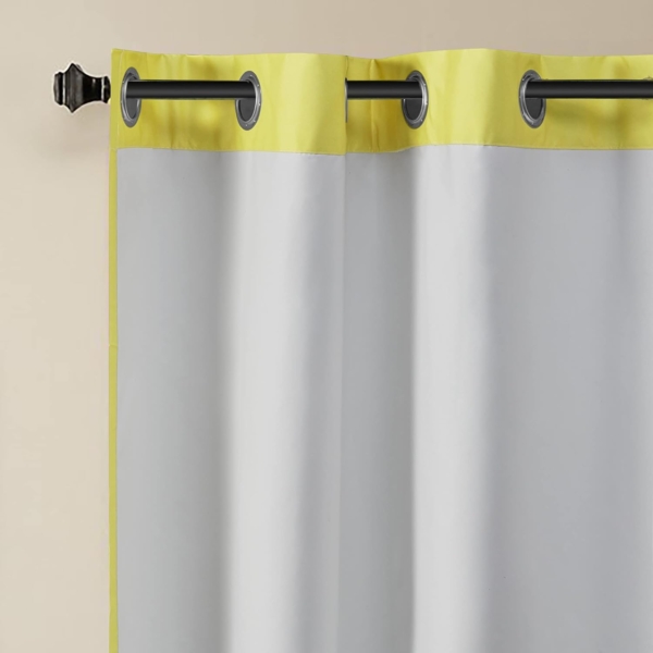 Intelligent Design Yellow in Grey Chevron Printed Curtains - Image 4