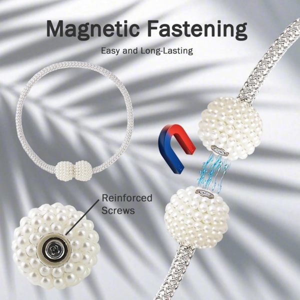 Magnetic Curtain Tiebacks Convenient Drape Tie Backs Pinowu Pearl - Image 4