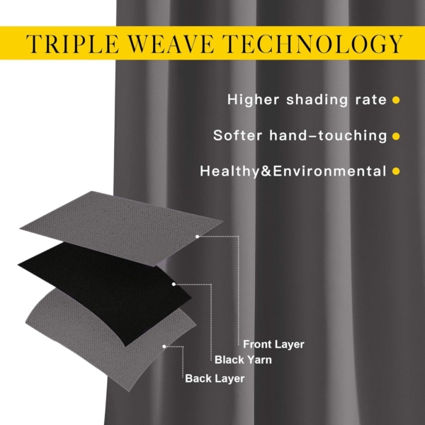 THS Blackout Curtain For Bedroom, 2 Pieces (Dark Grey, 300 x 270cm) - Image 4