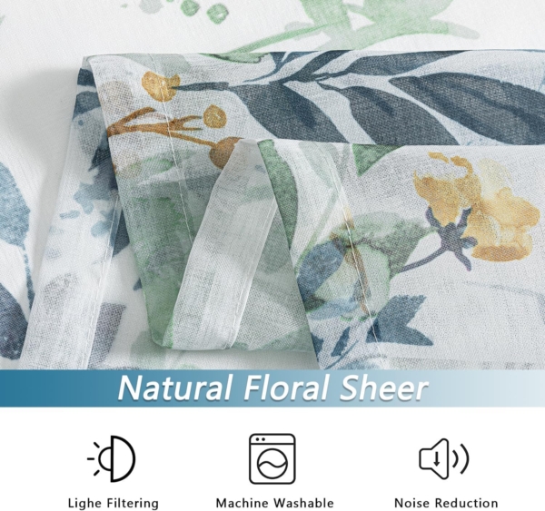 Home Sizzler 2 Pieces Polyester Door Curtains Blue, 3D Flower - Image 4