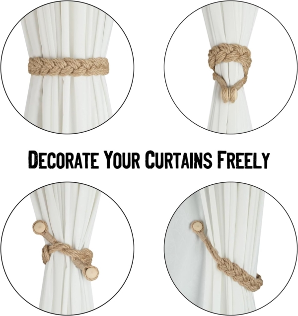 Curtain Tiebacks Rope Hand Woven Natural Cotton Rope Decorative Tassel - Image 4