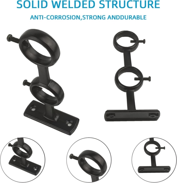 Double Curtain Rod Brackets Heavy Duty Curtain Rod Hooks Black Curtain - Image 4