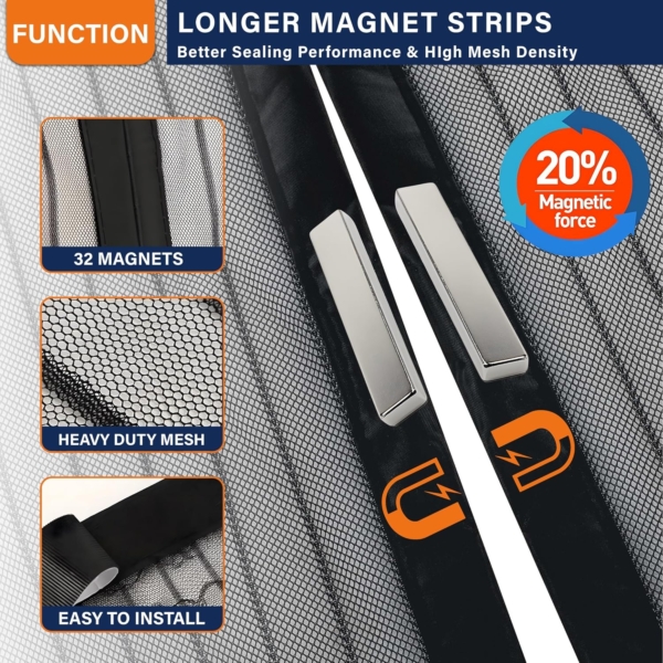 Magnetic Screen Door Seal Magnets Close Automatically Mosquito Net - Image 4