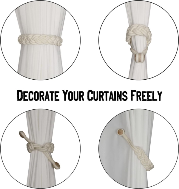 Magnetic Curtain Tiebacks Modern Weave Rope Tie Backs European Style - Image 4
