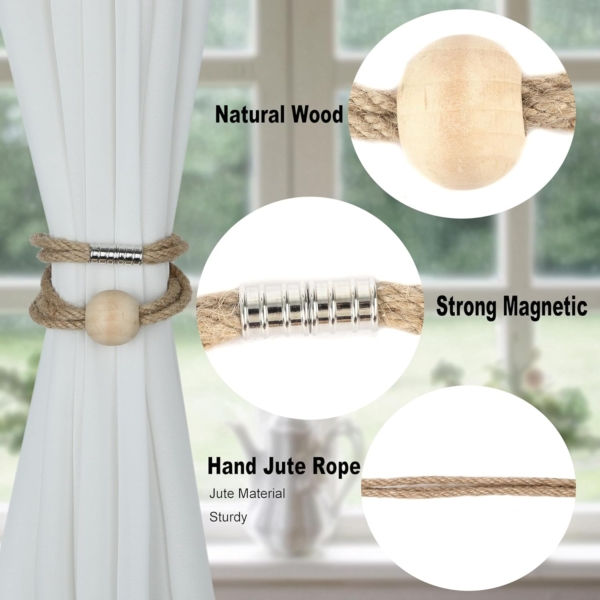 Magnetic Curtain Tieback Rope Holdbacks Curtain Weaving Holder Buckles - Image 4