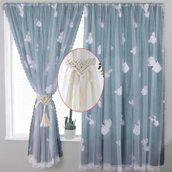 Tassel Curtain Tie, Hand Woven Curtain Tie Buckle Decor Pendant - Image 4