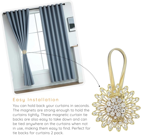 2Pcs Magnetic Curtain Clips Rope Curtains Holder Buckles - Image 4