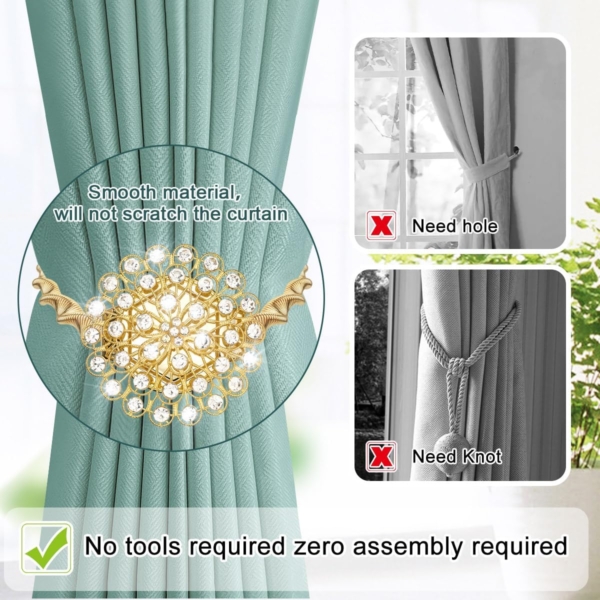 4 Pieces Magnetic Curtain Tiebacks Curtain Straps Magnetic Curtain - Image 4