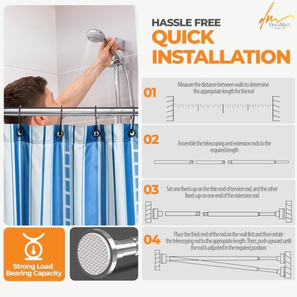 Home Pro "L" Aluminium Tension Rod, 80 cm Size - Image 4