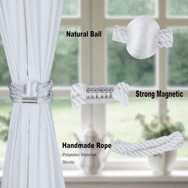 1 Pair Magnetic Curtain Tiebacks DELFINO Decorative Drape Tie Curtain - Image 4