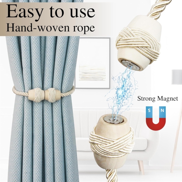 Decorative Rope Holdbacks, Drapery Ties Backs Weave Holders for Window - Image 4