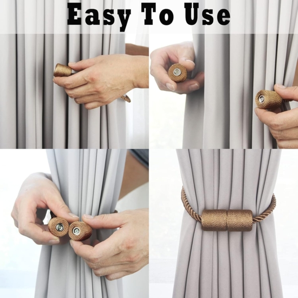 Pretty Jolly 4 Pack Strong Magnetic Curtain Tiebacks Modern Style - Image 4