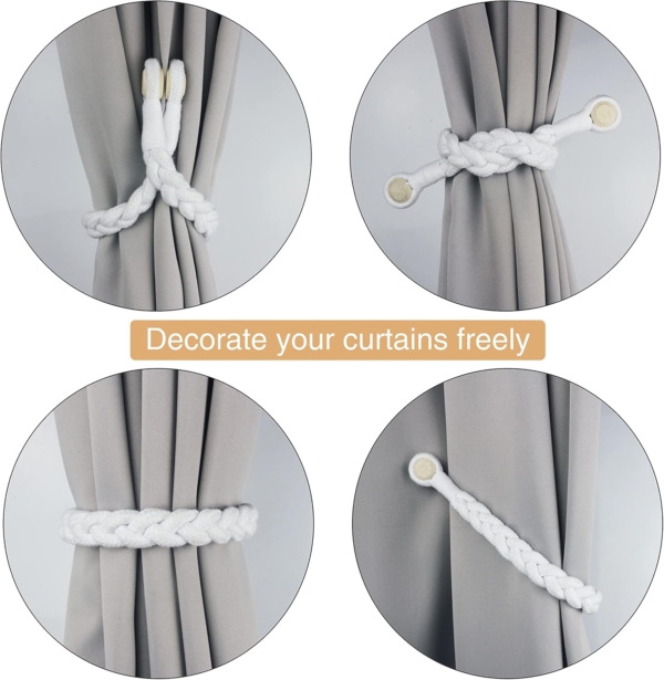 Magnetic Soft Curtain Tiebacks Cotton Hand-Woven Tieback Holdback - Image 4