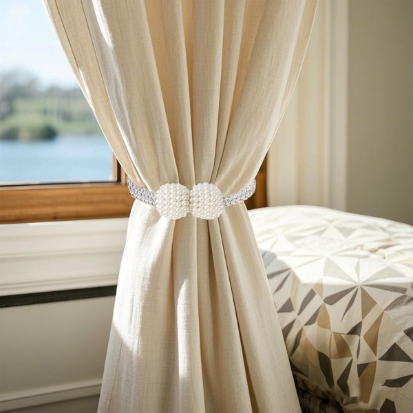 Magnetic Curtain Tiebacks Convenient Drape Tie Backs Pinowu Pearl - Image 5