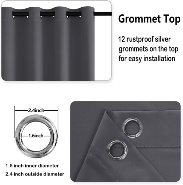 THS Thermal Blackout Curtain for Bedroom (Gray-Black, 2 Pieces) - Image 5