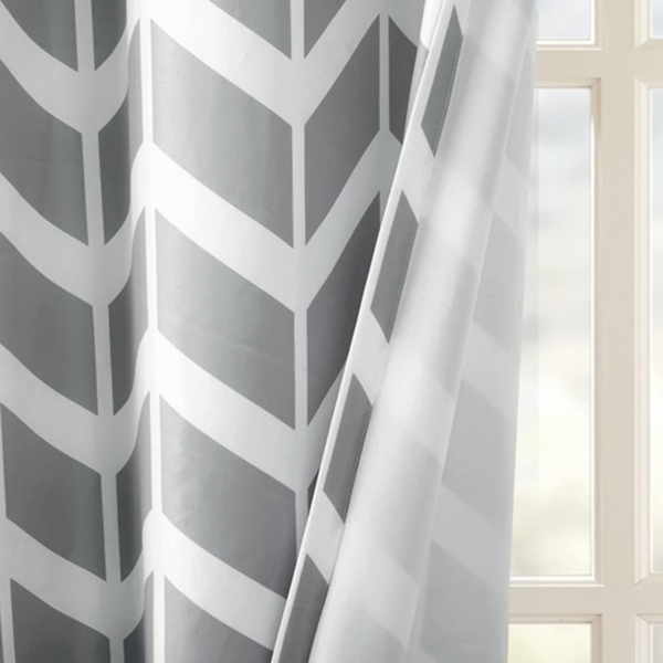 Intelligent Design Yellow in Grey Chevron Printed Curtains - Image 5