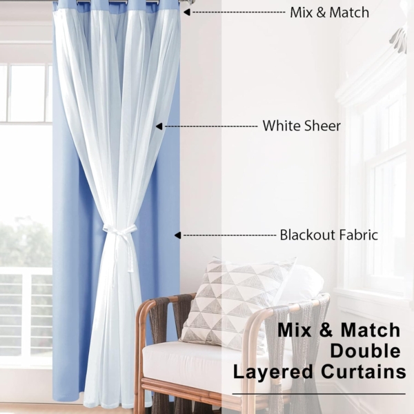 Thermal Insulated Mix & Match Double Layer Room Darkening Curtains - Image 5