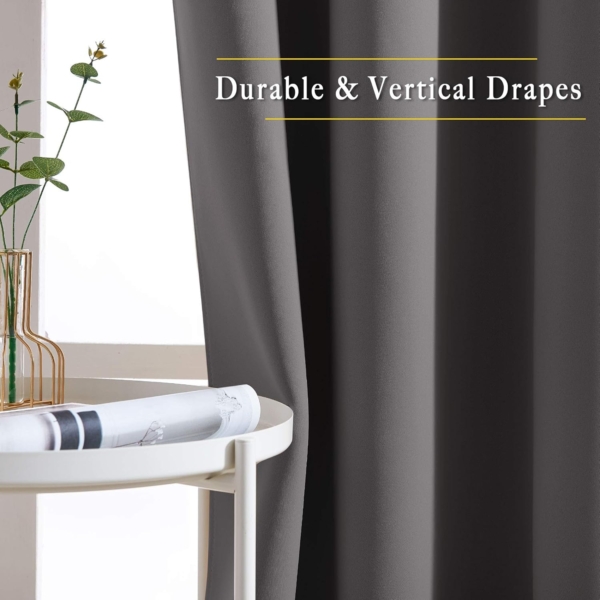 THS Blackout Curtain For Bedroom, 2 Pieces (Dark Grey, 300 x 270cm) - Image 5