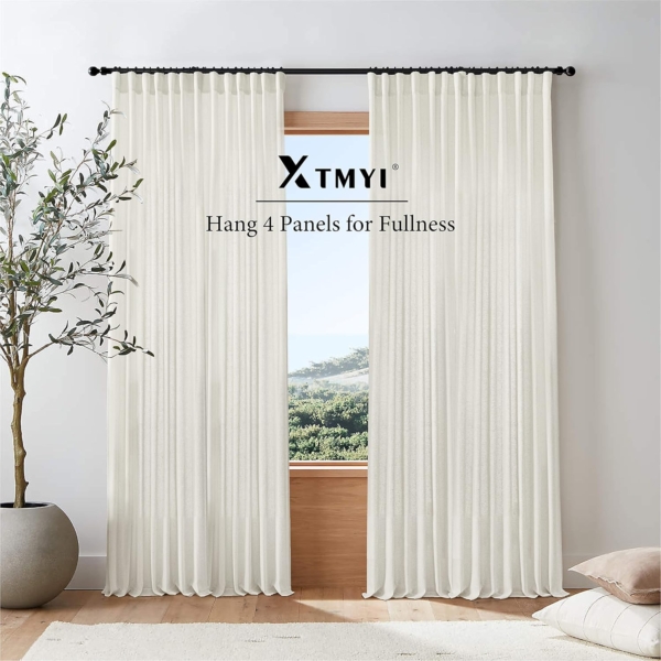 TTS Textile Decoration Sheer Curtains for Living Room Off White - Image 5