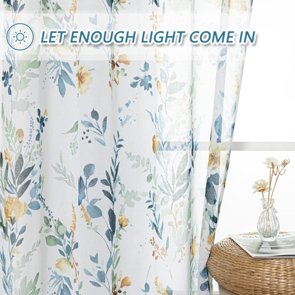 Home Sizzler 2 Pieces Polyester Door Curtains Blue, 3D Flower - Image 5