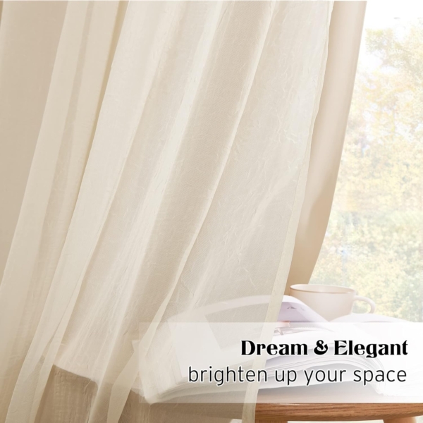 TTS Sheer Curtains with Ring Top (Silver Silk, W150 x L270cm) - Image 5