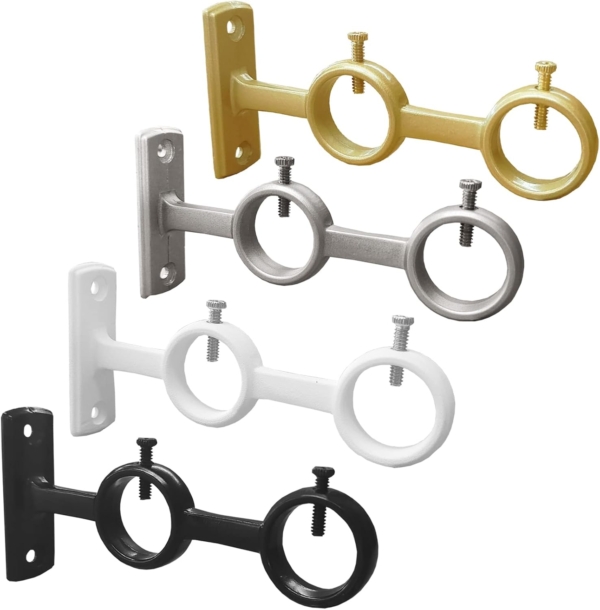 Double Curtain Rod Brackets Heavy Duty Curtain Rod Hooks Black Curtain - Image 5