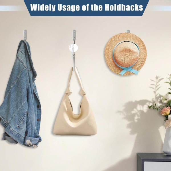 Crystal Curtain Holdbacks, Curtain Tieback Hooks Silver Curtain Holder - Image 5